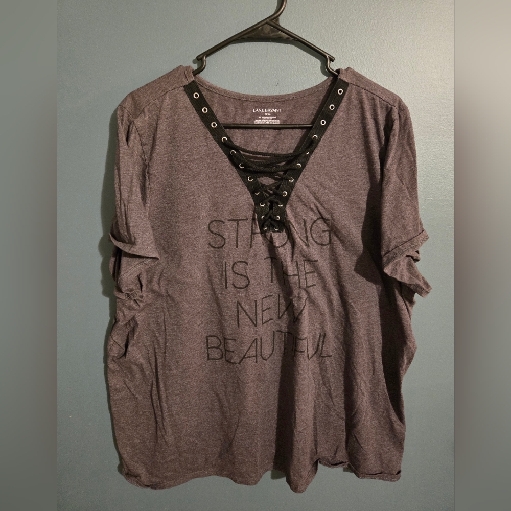 Lane Bryant Gray Lace-Up Women's Top